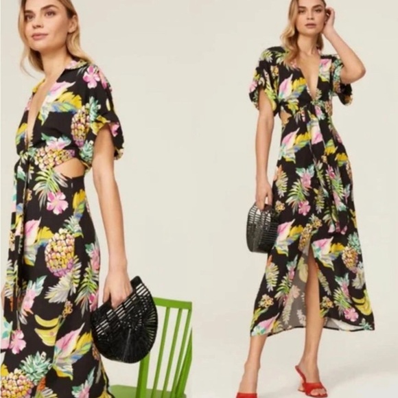 LE SUPERBE  Mai Tai Might I Dress in Black Tropi Cali Size 6 - Picture 2 of 11